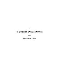 Portada:El crítico de arte José Francés / por José Camón Aznar