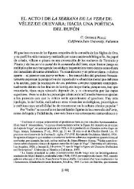 Más información sobre El acto I de "La serrana de la Vera" de Vélez de Guevara: hacia una poética del bufón