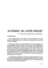 Actividades del Centro Húngaro / por Milos Gyarfas, Gyula Kaspaty y Agnes Galleri | Biblioteca Virtual Miguel de Cervantes