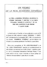Portada:Un premio de la Real Academia Española