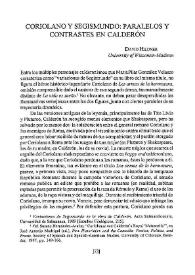 Coriolano y Segismundo: paralelos y contrastes en Calderón / David Hildner | Biblioteca Virtual Miguel de Cervantes