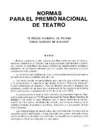 Normas para el Premio Nacional de Teatro. VI Premio Nacional de Teatro "Diego Sánchez de Badajoz" | Biblioteca Virtual Miguel de Cervantes