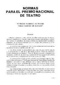 Normas para el Premio Nacional de Teatro. VI Premio Nacional de Teatro "Diego Sánchez de Badajoz" | Biblioteca Virtual Miguel de Cervantes