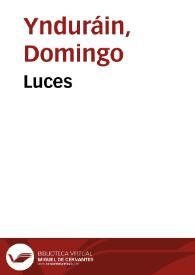Portada:Luces / Domingo Ynduráin