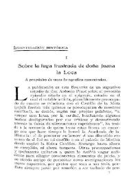 Sobre la fuga frustrada de doña Juana la Loca / F. de Llanos y Torriglia | Biblioteca Virtual Miguel de Cervantes
