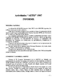 Actividades "AETIJ" 1987. Informe | Biblioteca Virtual Miguel de Cervantes