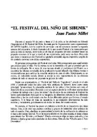 Portada:\"Festival del niño de Sibenik\" / Juan Pastor Millet