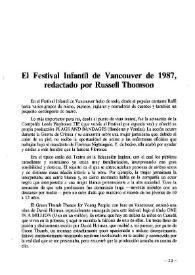 Portada:El Festival Infantil de Vancouver de 1987 redactado por Russell Thomson
