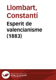 Esperit de valencianisme (1883) | Biblioteca Virtual Miguel de Cervantes