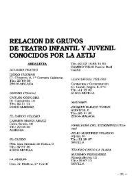Portada:Boletín Iberoamericano de Teatro para la Infancia y la Juventud, núm. 46 (septiembre-diciembre 1989). Relación de grupos de teatro infantil y juvenil conocidos por la AETIJ