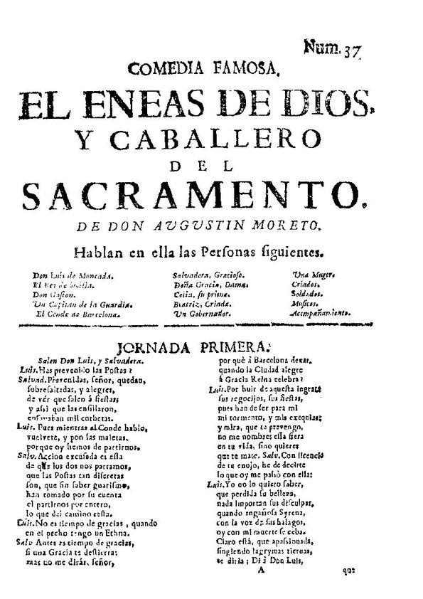 El Eneas de Dios y caballero del Sacramento / de Don Agustin Moreto | Biblioteca Virtual Miguel de Cervantes