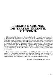 Portada:Boletín Iberoamericano de Teatro para la Infancia y la Juventud, núm. 48 (mayo-agosto 1990). Premio Nacional de Teatro Infantil y Juvenil / Junta Directiva de AETIJ