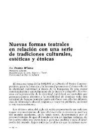 Portada:Nuevas formas teatrales en relación con una serie de tradiciones culturales, estéticas y étnicas / por Penina M'lama