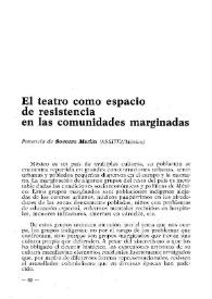 Portada:El teatro como espacio de resistencia en las comunidades marginadas / Ponencia de Socorro Merlín