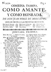 Como amante y como honrada / del doctor Iuan Perez de Montaluan | Biblioteca Virtual Miguel de Cervantes