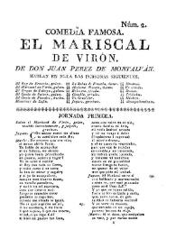 Portada:El mariscal de Virón / de Don Juan Perez de Montalván