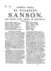 El nazareno Sanson / del doctor Juan Perez de Montalvan | Biblioteca Virtual Miguel de Cervantes