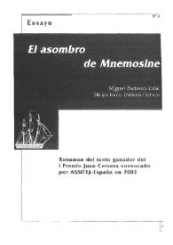 Portada:El asombro de Mnemosine / Miguel Pacheco Vidal