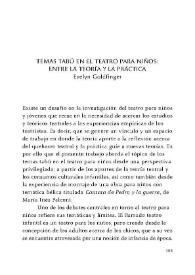 Temas tabú en el teatro para niños : entre la teoría y la práctica / Evelyn Goldfinger | Biblioteca Virtual Miguel de Cervantes