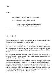 Programa de Teatro Educacional en la Universidad de Nueva York | Biblioteca Virtual Miguel de Cervantes