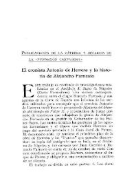 Portada:El cronista Antonio de Herrera y la historia de Alejandro Farnesio / [Ciriaco Pérez Bustamante]