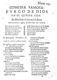 Portada:Fuego de Dios en el querer bien / de don Pedro Calderon de la Barca