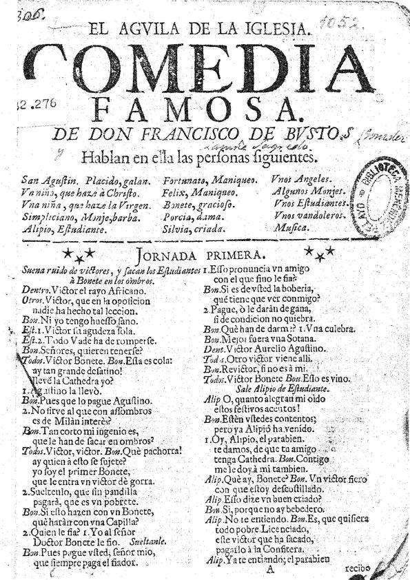 El aguila de la Iglesia: comedia famosa / de Don Francisco de Bustos | Biblioteca Virtual Miguel de Cervantes