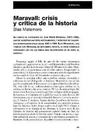 Portada:Maravall: crisis y crítica de la Historia / Blas Matamoro