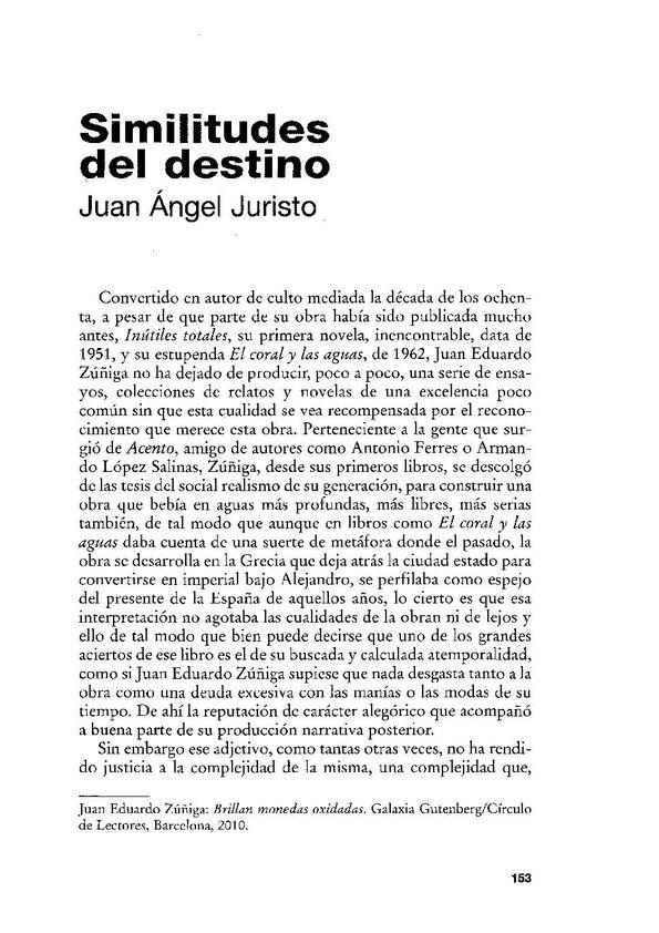Similitudes del destino [Reseña] / Juan Ángel Juristo | Biblioteca Virtual Miguel de Cervantes