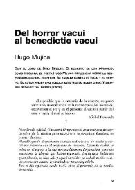 Portada:Del horror vacui al benedictio vacui / Hugo Mujica