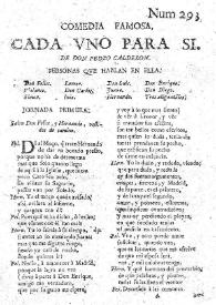 Cada uno para si / de D. Pedro Calderon de la Barca | Biblioteca Virtual Miguel de Cervantes