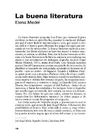 Portada:La buena literatura [Reseña] / Elena Medel