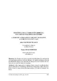 Portada:Semiótica de la narración judicial: un caso de violencia de género / Alicia Valverde Velasco y Susana Ridao Rodrigo