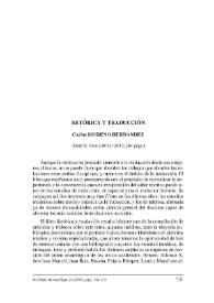 Portada:\"Retórica y traducción\" (Madrid: Arco Libros / 2010, 264 págs.) [Reseña] / Rosa María Aradra