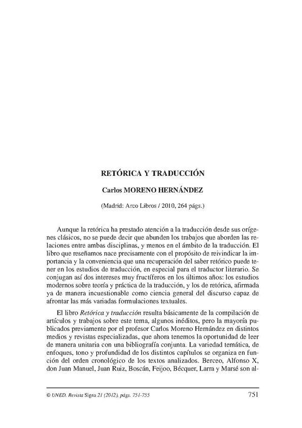 "Retórica y traducción" (Madrid: Arco Libros / 2010, 264 págs.) [Reseña] / Rosa María Aradra | Biblioteca Virtual Miguel de Cervantes