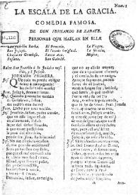 La escala de la gracia : comedia famosa [1753] / de Don Fernando de Zarate. | Biblioteca Virtual Miguel de Cervantes