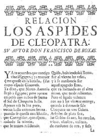 Más información sobre Los aspides de Cleopatra / su autor don Francisco de Roxas