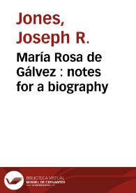 Portada:María Rosa de Gálvez : notes for a biography