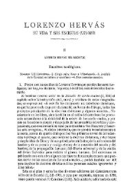 Lorenzo Hervás : sus escritos. Escritos teológicos | Biblioteca Virtual Miguel de Cervantes