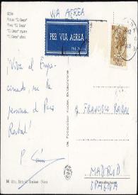 Portada:Postal de Pedro Laín Entralgo a Francisco Rabal. 1968