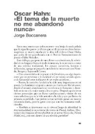 Portada:Oscar Hahn : \"El tema de la muerte no me abandonó nunca\" / Jorge Boccanera