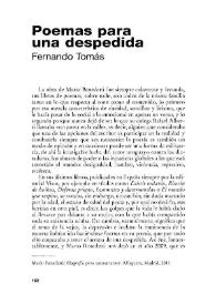 Poemas para una despedida [Reseña] / Fernando Tomás | Biblioteca Virtual Miguel de Cervantes