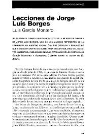 Portada:Lecciones de Jorge Luis Borges / Luis García Montero