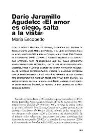 Portada:Darío Jaramillo Agudelo : \"El amor es ciego\", salta a la vista / María Escobedo