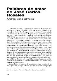 Palabras de amor de José Carlos Rosales [Reseña] / Andrés Soria Olmedo | Biblioteca Virtual Miguel de Cervantes
