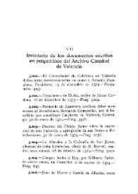 Portada:Inventario de los documentos escritos en pergaminos del Archivo Catedral de Valencia [V] [Continuación] / Elías Olmos Canalda