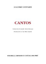 Portada:Cantos [Fragmento] / Giacomo Leopardi; traducción de Antonio Gómez Restrepo