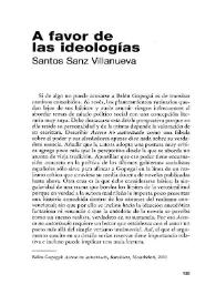 Portada:A favor de las ideologías / Santos Sanz Villanueva