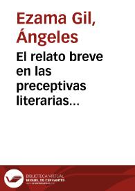 Portada:El relato breve en las preceptivas literarias decimonónicas españolas / Ángeles Ezama Gil