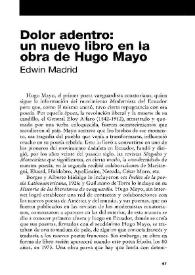 Portada:Dolor adentro : Un nuevo libro en la obra de Hugo Mayo / Edwin Madrid